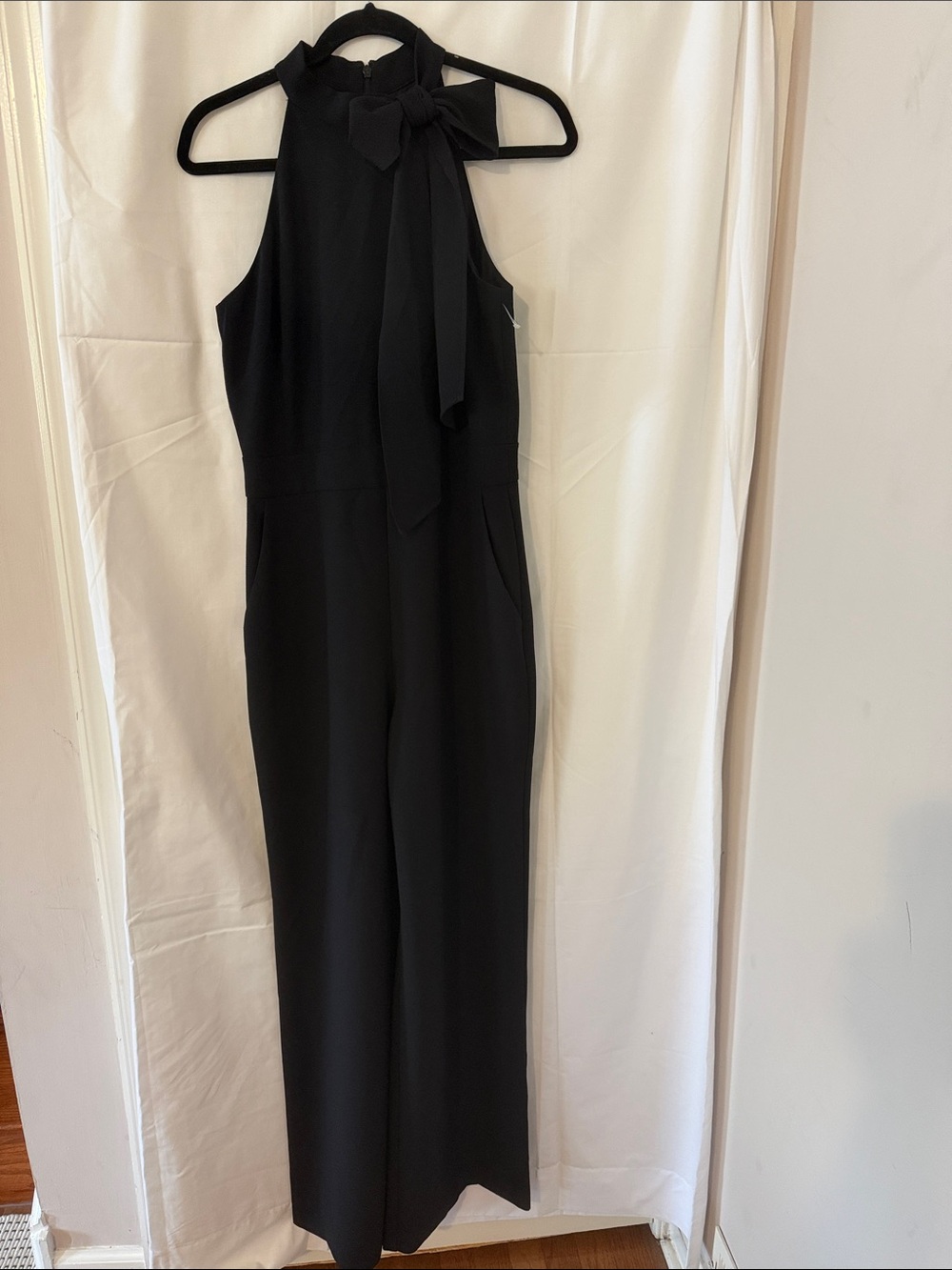 Vince Camuto Sleeveless Halter Tie-Neck Jumpsuit in Black